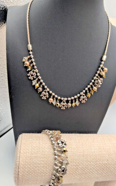 Brighton Cannes Matching Jewelry Set Necklace Bracelet Retired Silver